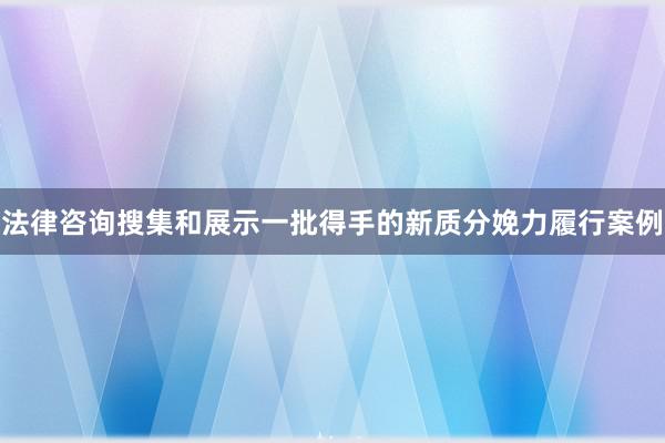 法律咨询搜集和展示一批得手的新质分娩力履行案例