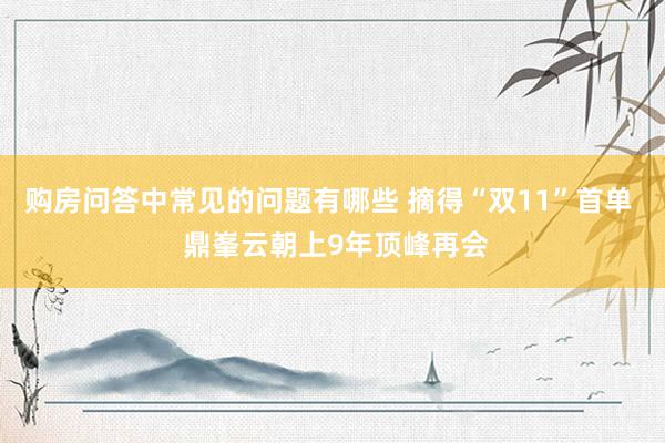 购房问答中常见的问题有哪些 摘得“双11”首单  鼎峯云朝上9年顶峰再会