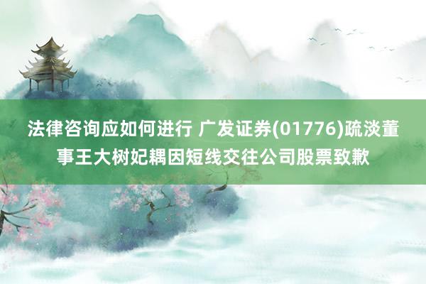 法律咨询应如何进行 广发证券(01776)疏淡董事王大树妃耦因短线交往公司股票致歉