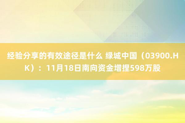 经验分享的有效途径是什么 绿城中国（03900.HK）：11月18日南向资金增捏598万股