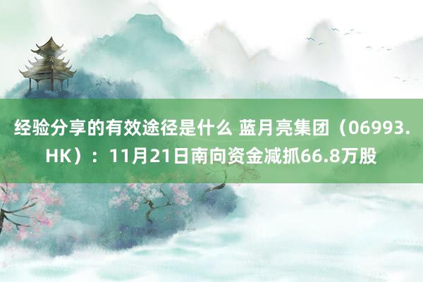 经验分享的有效途径是什么 蓝月亮集团（06993.HK）：11月21日南向资金减抓66.8万股