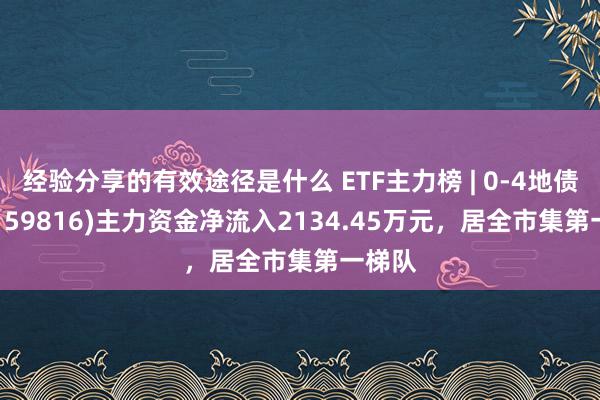 经验分享的有效途径是什么 ETF主力榜 | 0-4地债ETF(159816)主力资金净流入2134.45万元，居全市集第一梯队