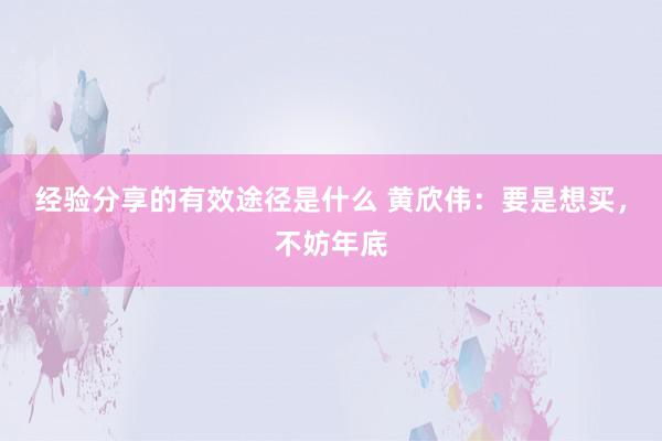 经验分享的有效途径是什么 黄欣伟：要是想买，不妨年底