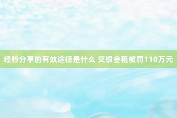 经验分享的有效途径是什么 交银金租被罚110万元