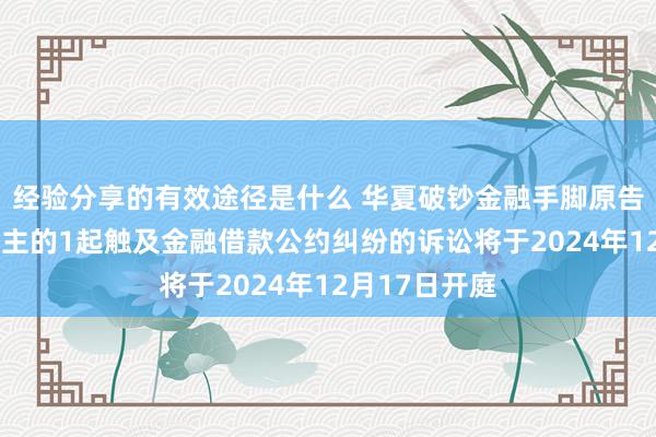 经验分享的有效途径是什么 华夏破钞金融手脚原告/上诉东说念主的1起触及金融借款公约纠纷的诉讼将于2024年12月17日开庭