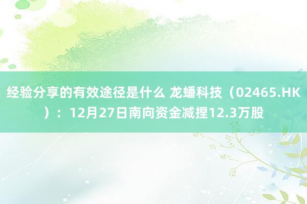 经验分享的有效途径是什么 龙蟠科技（02465.HK）：12月27日南向资金减捏12.3万股