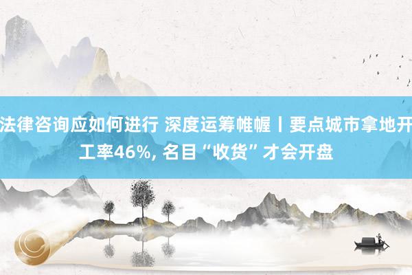 法律咨询应如何进行 深度运筹帷幄丨要点城市拿地开工率46%, 名目“收货”才会开盘