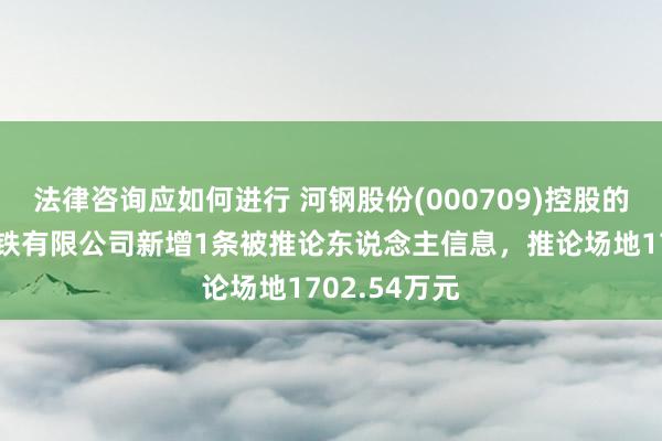 法律咨询应如何进行 河钢股份(000709)控股的河钢乐亭钢铁有限公司新增1条被推论东说念主信息，推论场地1702.54万元