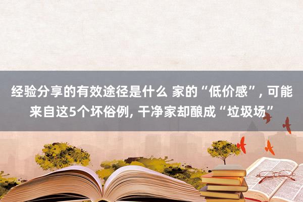 经验分享的有效途径是什么 家的“低价感”, 可能来自这5个坏俗例, 干净家却酿成“垃圾场”