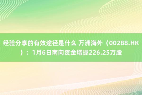 经验分享的有效途径是什么 万洲海外（00288.HK）：1月6日南向资金增握226.25万股