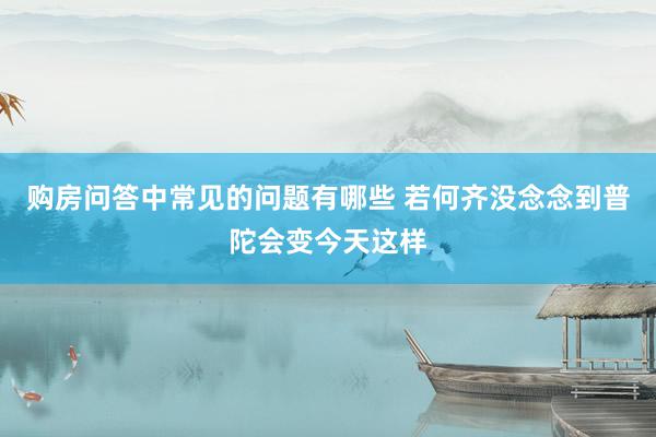 购房问答中常见的问题有哪些 若何齐没念念到普陀会变今天这样