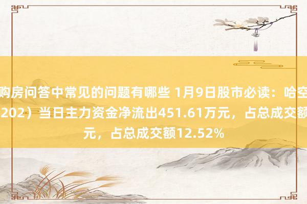 购房问答中常见的问题有哪些 1月9日股市必读：哈空调（600202）当日主力资金净流出451.61万元，占总成交额12.52%