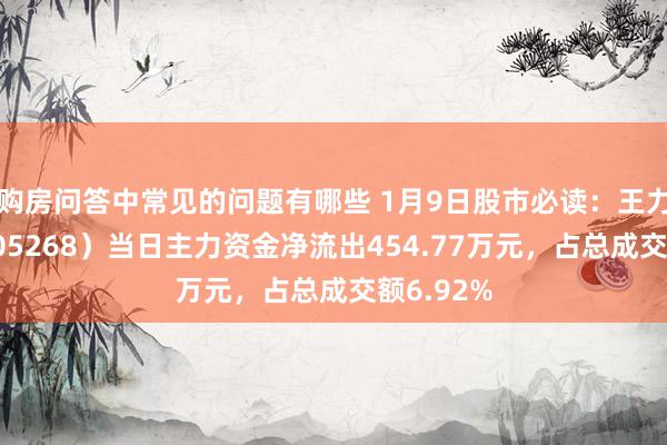 购房问答中常见的问题有哪些 1月9日股市必读：王力安防（605268）当日主力资金净流出454.77万元，占总成交额6.92%