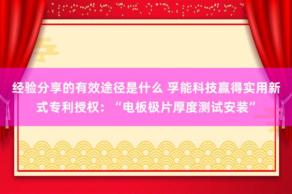 经验分享的有效途径是什么 孚能科技赢得实用新式专利授权：“电板极片厚度测试安装”