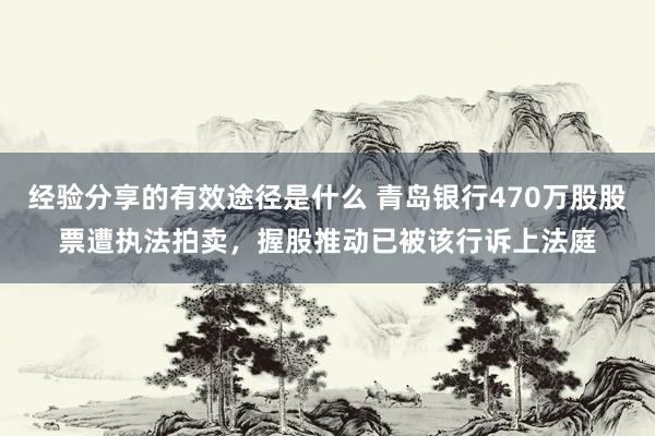 经验分享的有效途径是什么 青岛银行470万股股票遭执法拍卖，握股推动已被该行诉上法庭