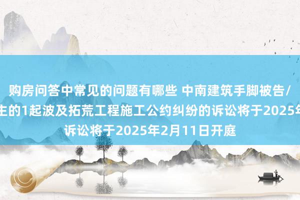 购房问答中常见的问题有哪些 中南建筑手脚被告/被上诉东说念主的1起波及拓荒工程施工公约纠纷的诉讼将于2025年2月11日开庭