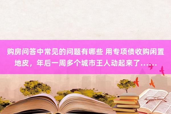 购房问答中常见的问题有哪些 用专项债收购闲置地皮，年后一周多个城市王人动起来了……