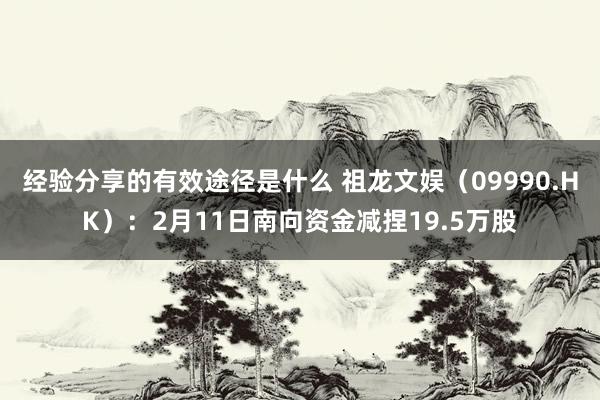 经验分享的有效途径是什么 祖龙文娱（09990.HK）：2月11日南向资金减捏19.5万股