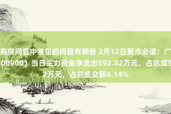 购房问答中常见的问题有哪些 2月12日股市必读：广联航空（300900）当日主力资金净流出592.82万元，占总成交额4.14%