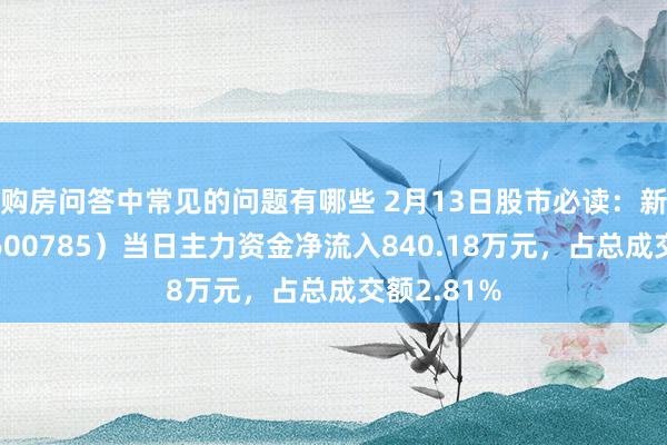 购房问答中常见的问题有哪些 2月13日股市必读：新华百货（600785）当日主力资金净流入840.18万元，占总成交额2.81%