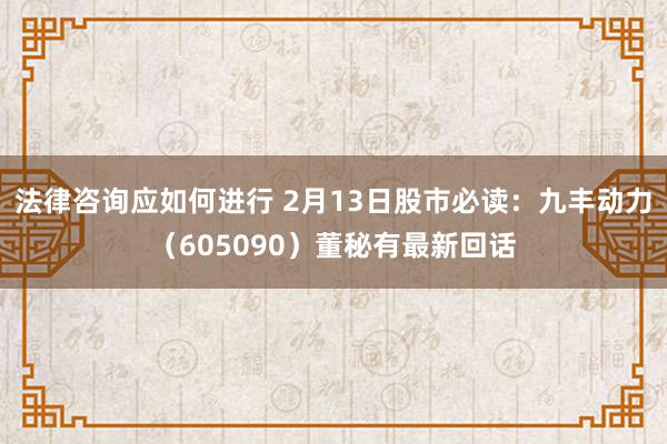 法律咨询应如何进行 2月13日股市必读：九丰动力（605090）董秘有最新回话