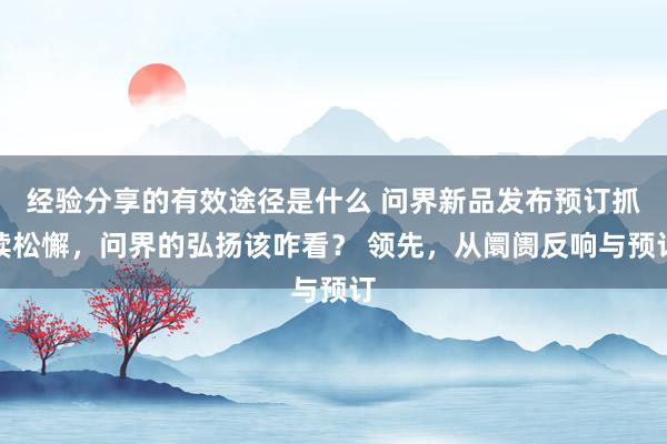 经验分享的有效途径是什么 问界新品发布预订抓续松懈，问界的弘扬该咋看？ 领先，从阛阓反响与预订