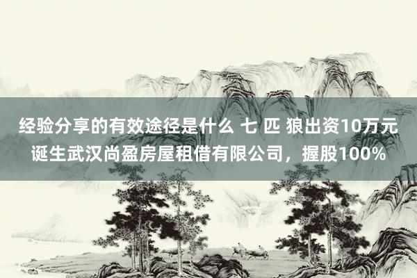 经验分享的有效途径是什么 七 匹 狼出资10万元诞生武汉尚盈房屋租借有限公司，握股100%