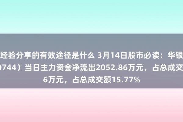 经验分享的有效途径是什么 3月14日股市必读：华银电力（600744）当日主力资金净流出2052.86万元，占总成交额15.77%