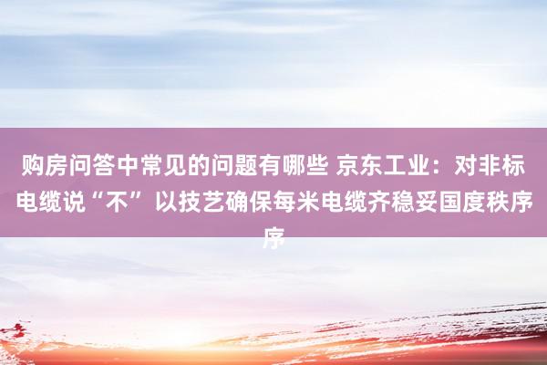 购房问答中常见的问题有哪些 京东工业：对非标电缆说“不” 以技艺确保每米电缆齐稳妥国度秩序